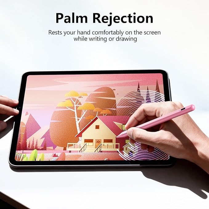 Stylus Pen for iPad 6th-11th Generation-2X Fast Charge Active Pencil Compatible with 2018-2025 Apple iPad Pro 11"/12.9"/M4, iPad Air 3/4/5/M2/M3,iPad mini 5/6 Gen-Pink