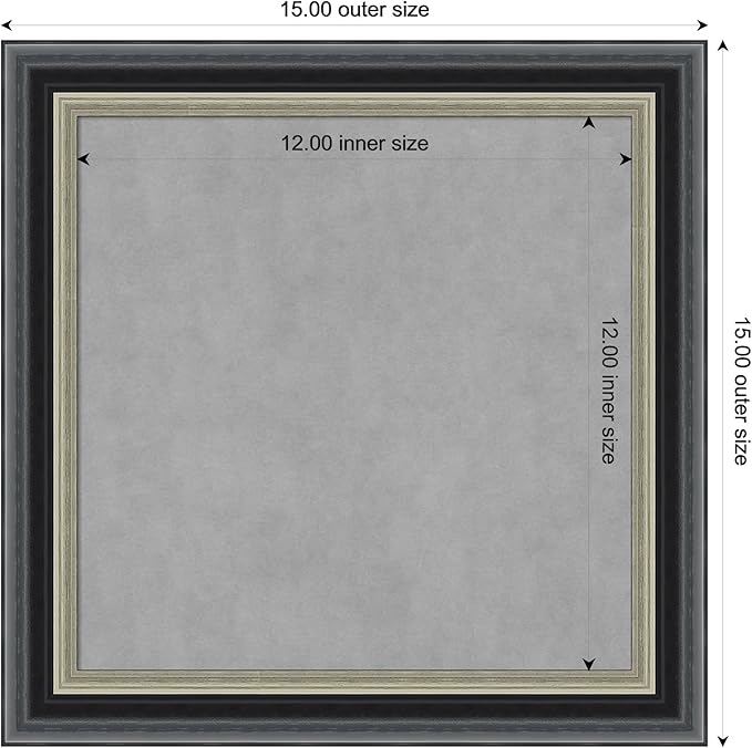 Amanti Art Black Framed Magnetic Board 15x15 X-Small Vision Board for use with Magnets, 100% Metal Sheet to Display Items as Office Decor or for Home Organization in mudroom, Kitchen or Kids Room