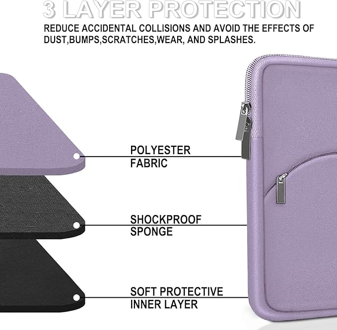 Laptop Sleeve Case 13.3 inch, Portable Monitor Protective Laptop Case with Front Pocket Computer Bag Compatible with MacBook Air Pro 13.3 inch 14 inch, Dell, HP, Lavender