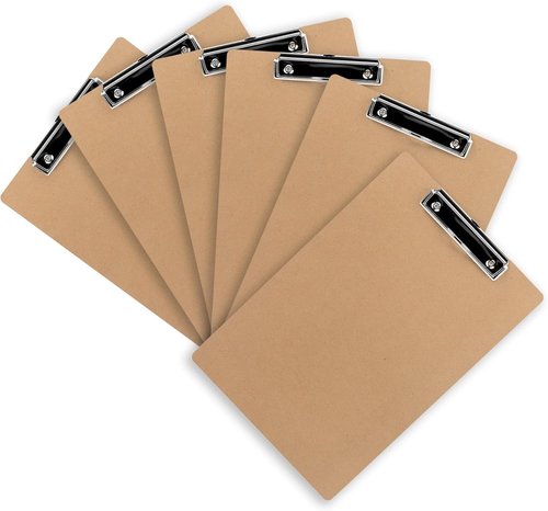LUX Hardboard Clipboard - 6-Pack Brown | Durable Professional Office Organization Tools