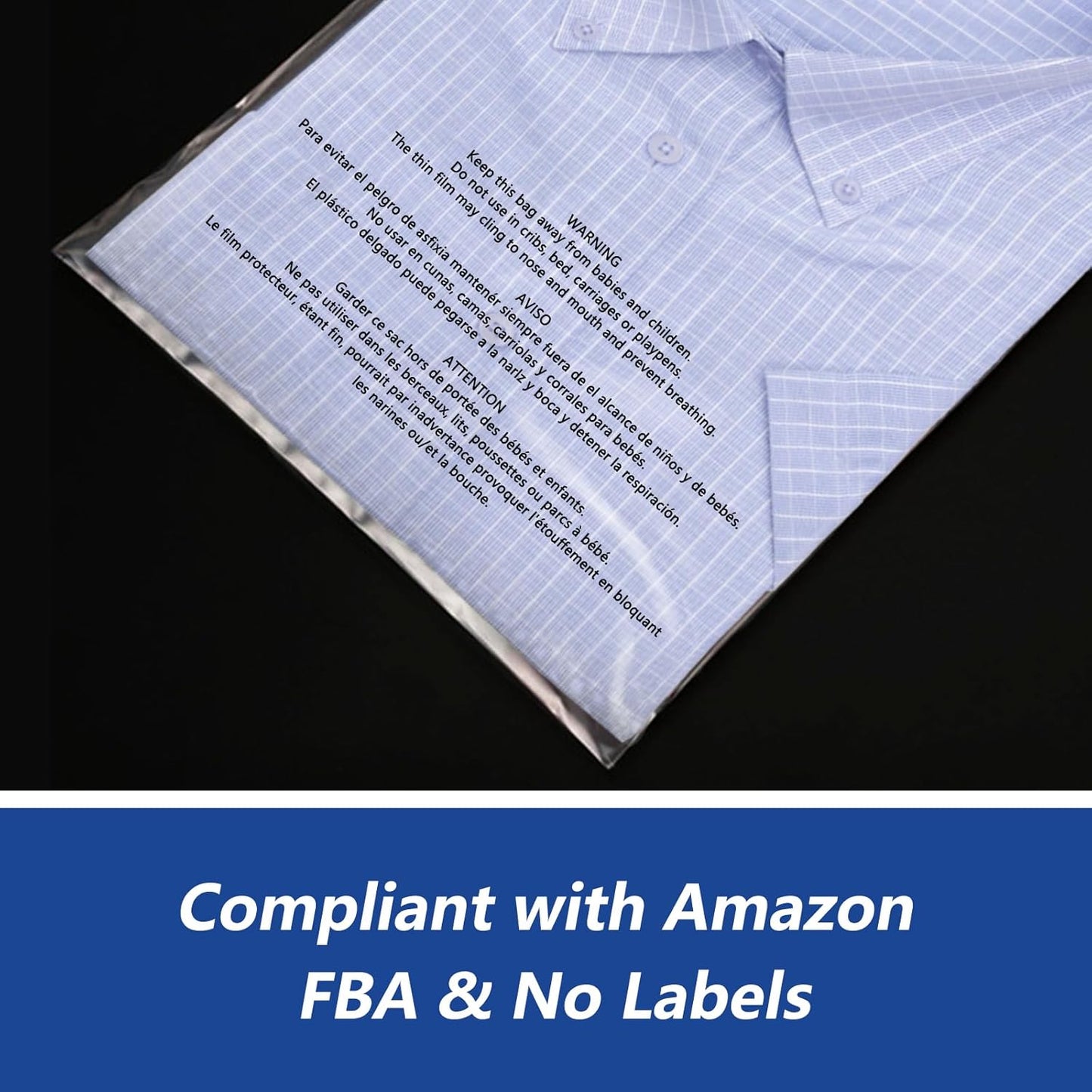 Skiennix Clear Poly Bags - Self-Seal 11" x 14" (1000 Count) with Suffocation Warning for Packaging Shirts & Clothing