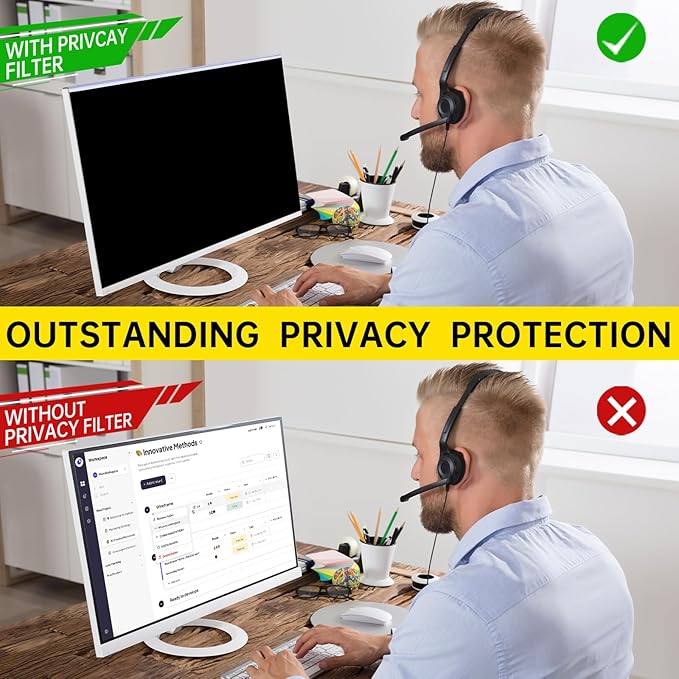 DEJIMAX 21.5 Inch Computer Privacy Screen for 16:9 Widescreen Monitor, Anti-Blue Light Monitor Privacy Screen Filter, Anti-UV Computer Shield