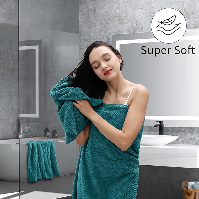 Hand Towels Set 2 Pack-16“x31”,Ultra Soft Microfibers Bathroom Towel Set Highly Absorbent Quick Dry Luxury Premium Towel Lightweight Durable Hand Towel Collection for Hotel Spa Gym Kitchen,Green