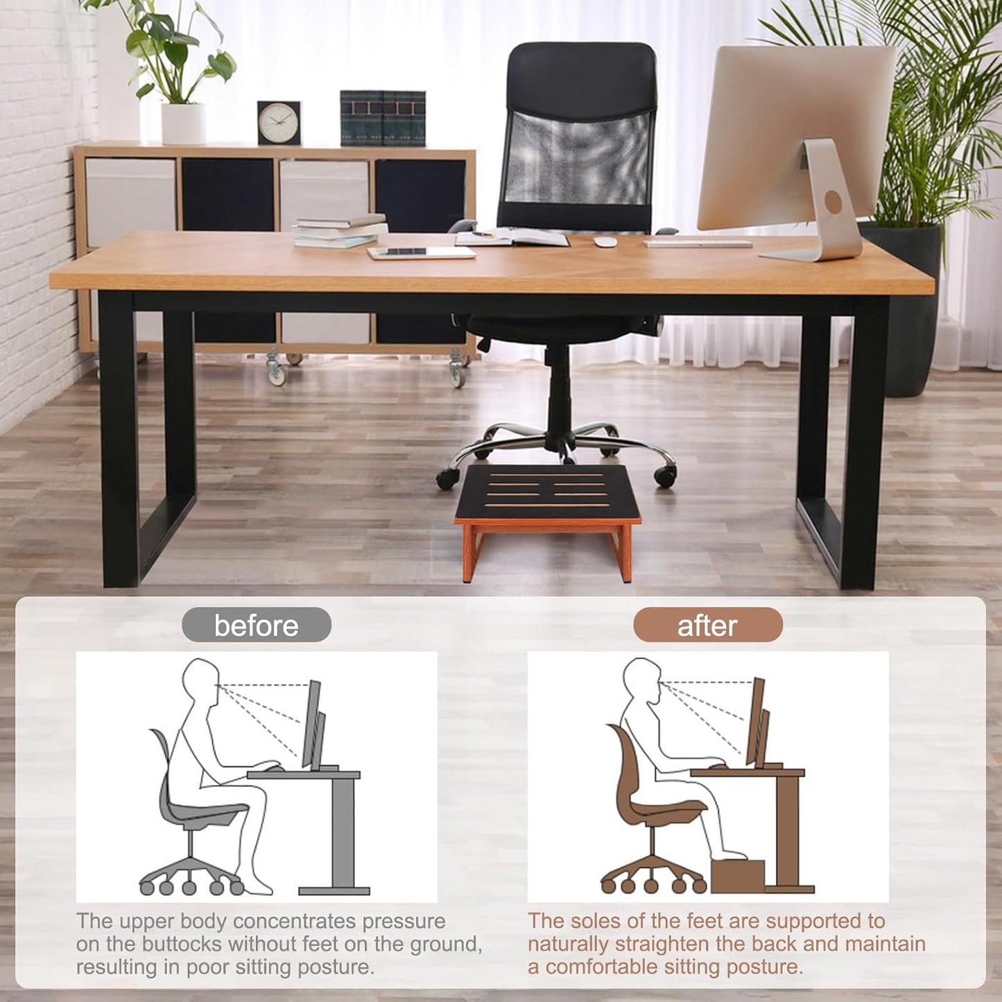 Wooden Step Stool - Non-Slip Design with 450 LBS Capacity | Easy Assembly for High Beds & Bathrooms - Rustic Brown