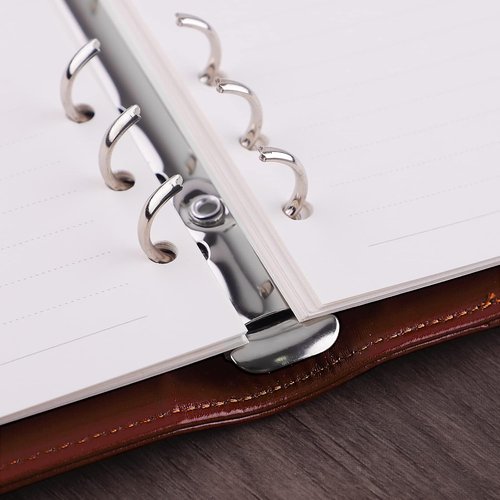 Antner A6 Binder - Refillable PU Leather Notebook & Budget Planner | Brown Cash Organizer with Magnetic Closure