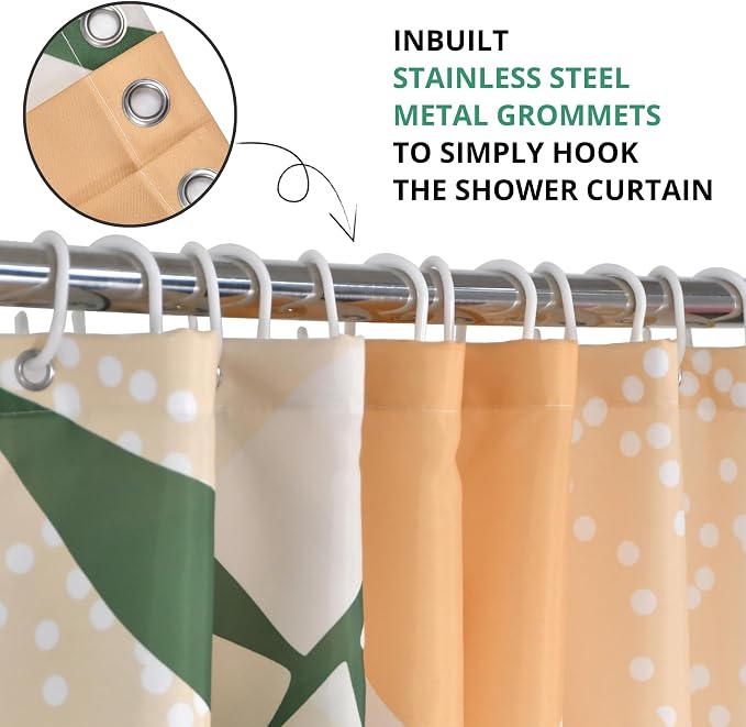 Boho Shower Curtain, Abstract Mid Century Modern Arch Sun Tropical Leaf Machine Washable Waterproof for Bathroom Bathtub with Hooks 72x72