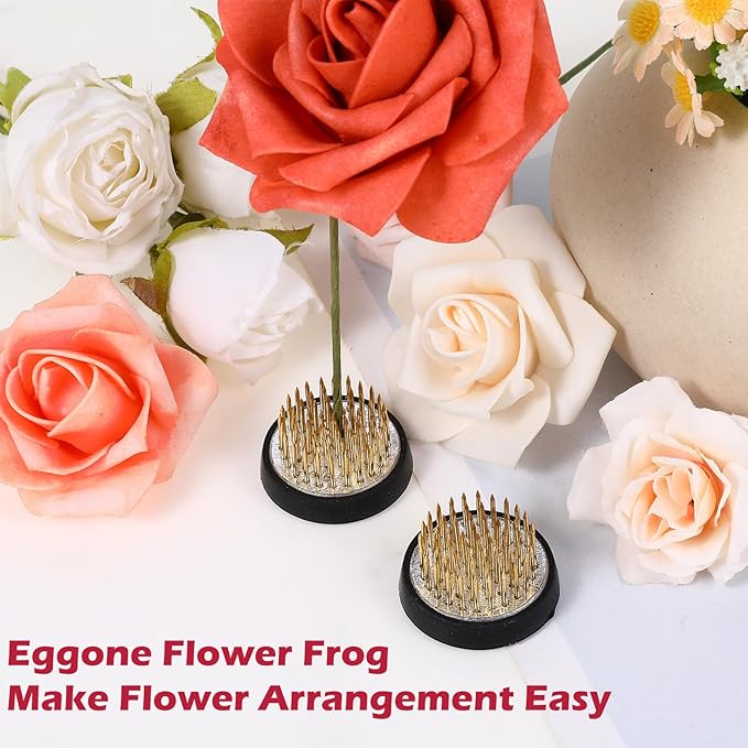 10 Pcs 34mm/1.34inch Diameter Floral Frogs Round Brass Flower Holder Ikebana Vase Floral Frogs Arranger Fixed Tools Pin for Flower Arrangement Home DIY Craft