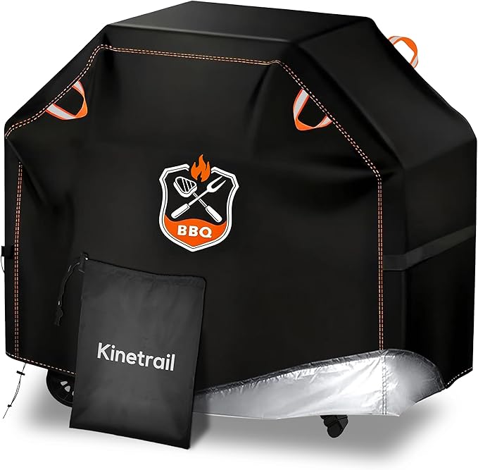 Kinetrail Grill Cover, Universal 52" BBQ Grill Cover for Outdoor Grill, Waterproof, Weather Resistant, Fade Resistant Gas Grill Cover with Adjustable Double Straps for Weber, Char-broil, Nexgrill, etc