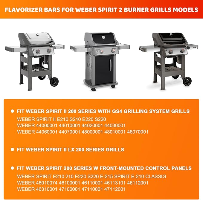 Uniflasy 7635 15.3 inch Flavorizer Bars for Weber Spirit I&II 200 Series, Spirit E210 S210 E220 S220 Gas Grills with Front Control Knobs, Weber GS4 Grill Parts, 16GA Stainless Steel Grill Heat Plates