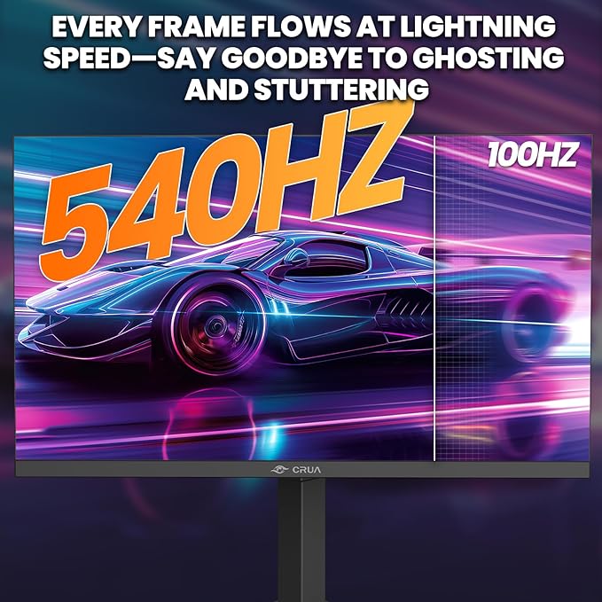 CRUA 27” 540Hz Gaming Monitor, IPS FHD(1920x1080P), AMD FreeSync, 120% sRGB, Height/Pivot/Rotating/Tilt Adjustable Vertical Monitor, HDMI 2.1 + DP 1.4, Wall Mount Install-Black
