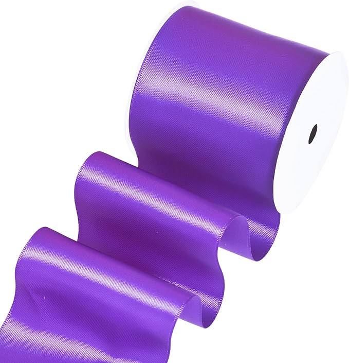 YAMA Purple Double Faced Satin Ribbon, 3 Inch 10 Yards, Great for Crafts Bows Flower Bouquet Wedding Home Decor Gift Wrapping