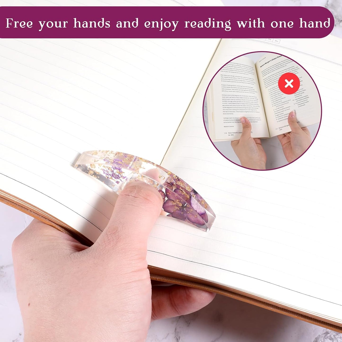 Skiennix Transparent Bookmark Set - 4 Pcs Dried Flower Resin Book Page Holders | Perfect Gift for Readers