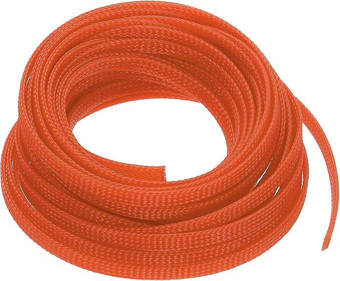 uxcell PET Expandable Sleeving 25ft 1/4" Orange Cable Management Sleeve Cord Organizer for Wrap Protect Cable