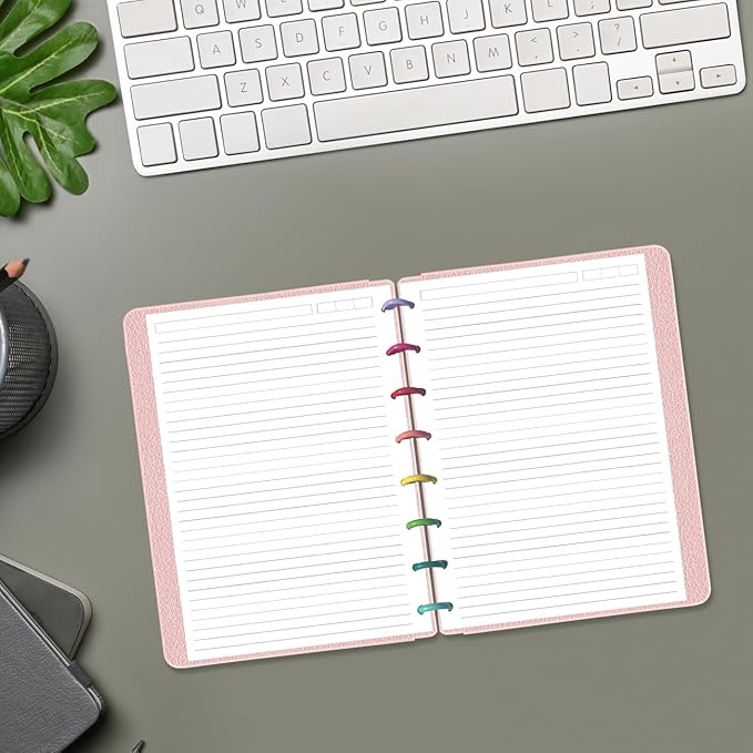 Junior Size Lined Refill Paper - A5 Note-Taking System 8 Disc Discbound Refill Pages, 100Sheets / 200Pages Loose-Leaf Paper, 100gsm, White, 5.8" x 8.3"