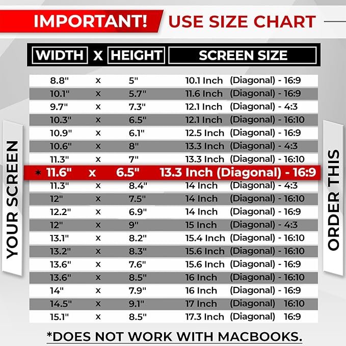 SightPro Magnetic Laptop Privacy Screen 13.3 Inch 16:9 - Removable Computer Privacy Filter Shield and Protector
