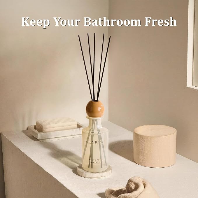 COCORRÍNA White Pine Reed Diffuser 8.5 oz, Home Fragrance Oil Diffuser with 6 Reed Sticks, Long-Lasting Scent for Bathroom, Bedroom & Home Décor