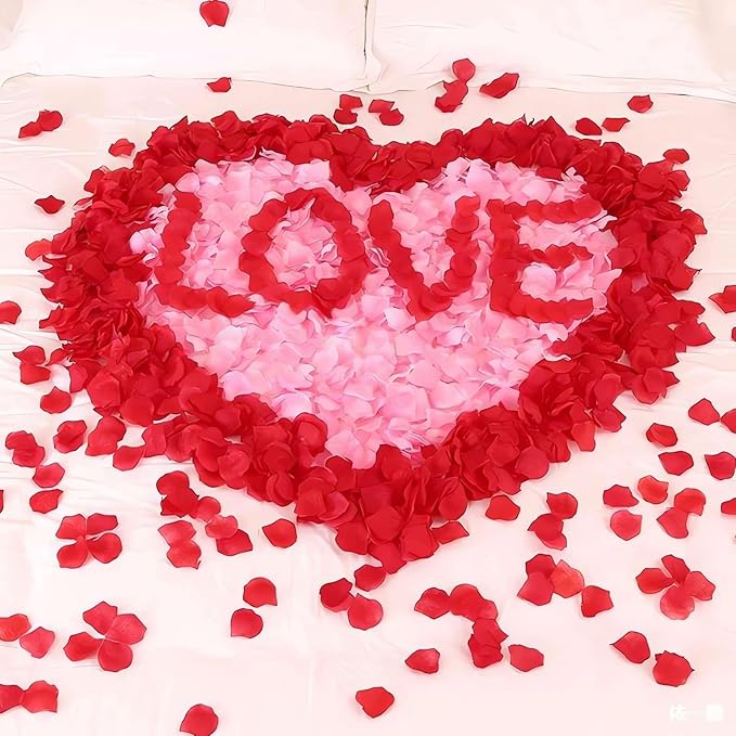 LHOAVWE 1000 PCS Red Rose Petals Artificial Rose Petals for Wedding Proposal Anniversary Love Romantic Night Decorations