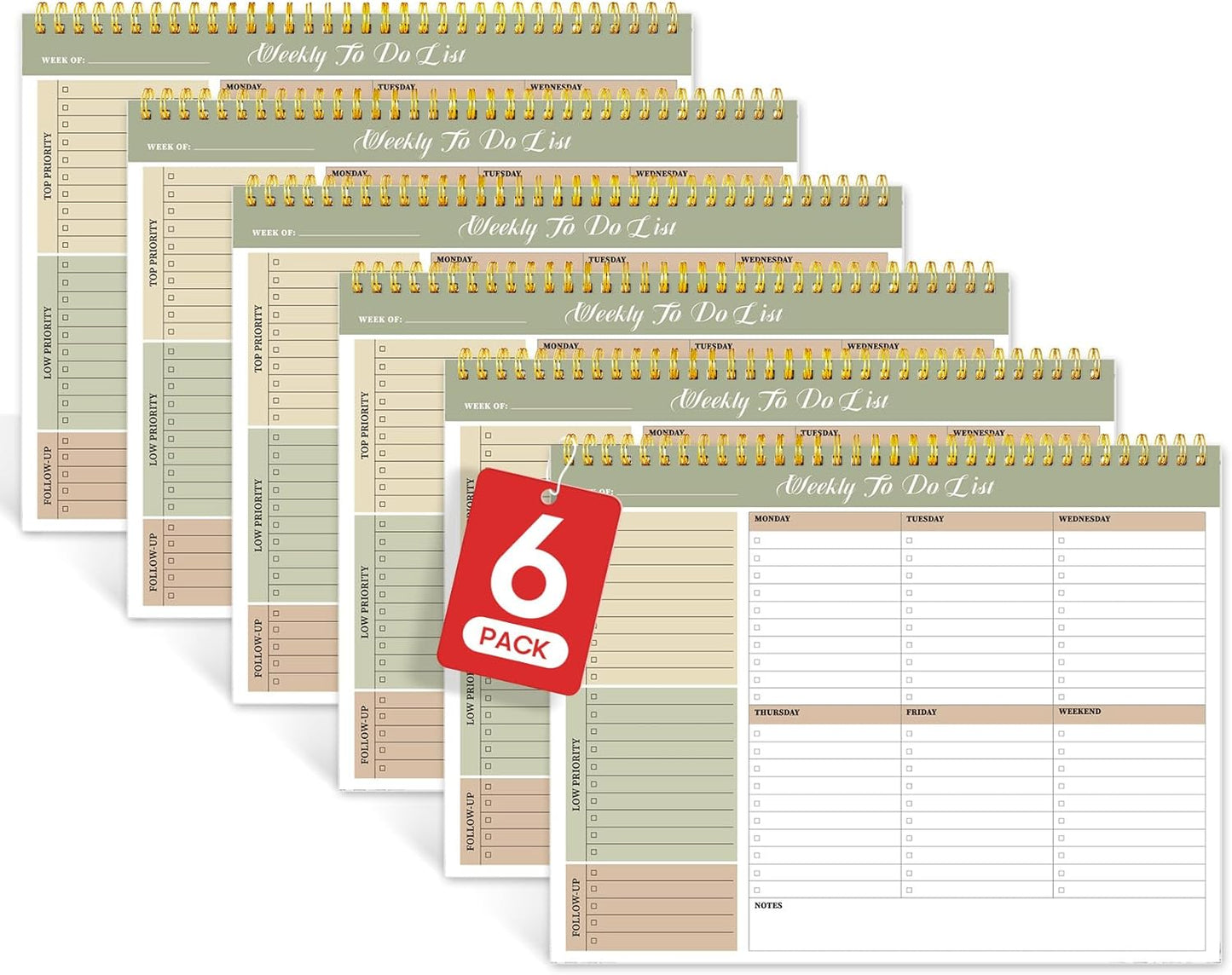 Skiennix Weekly To-Do List Notepad - 52 Undated Sheets | 8.5" x 11" | Office Desk Planner in Forest Shades