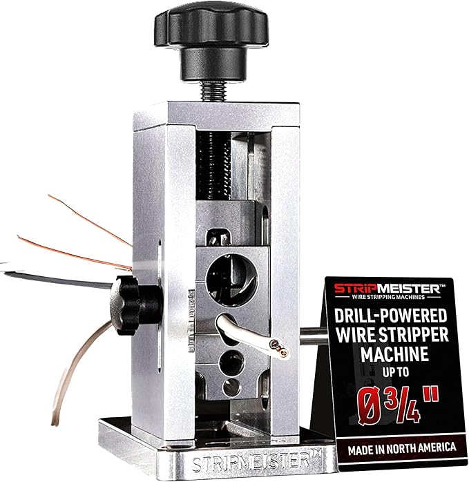 StripMeister Original Drill-Powered Wire Stripper – Wire Sizes Up To Ø3/4", Jam-Free, Copper Wire, Built for Safety, Speed, and Efficiency - Portable Wire Stripping Machine