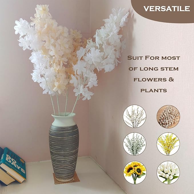 Ceramic Rustic Farmhouse Vase, 12.6" Large Vintage Flower vase Home Decor, Tall Boho Decorative Vases for Living Room, Table, Mantel, Shelf and Centerpieces Decor and Housewarming (D)