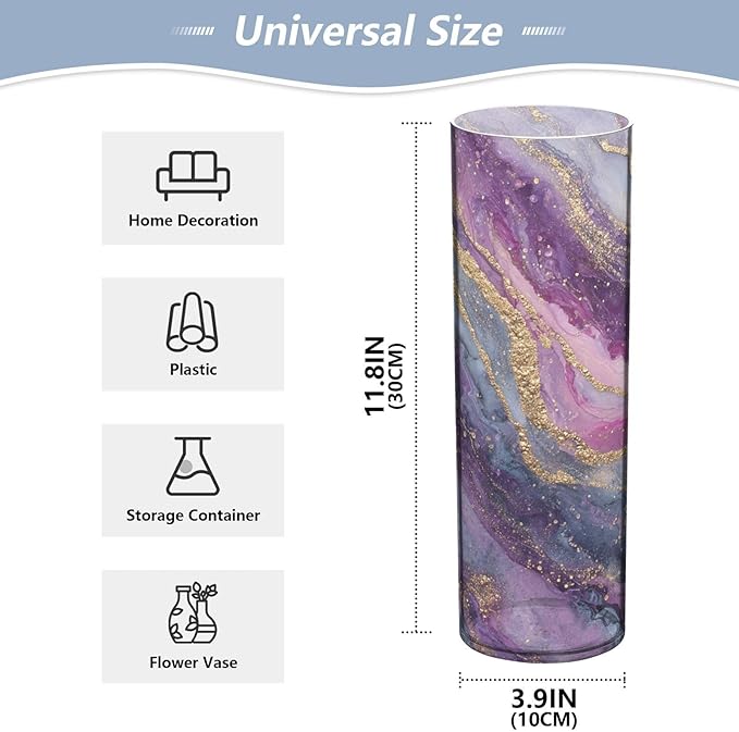 ALAZA Purple Gilded Marble Flower Vases for Home Decor Kitchen Bedroom Living Room Bathroom Office Table Decorations