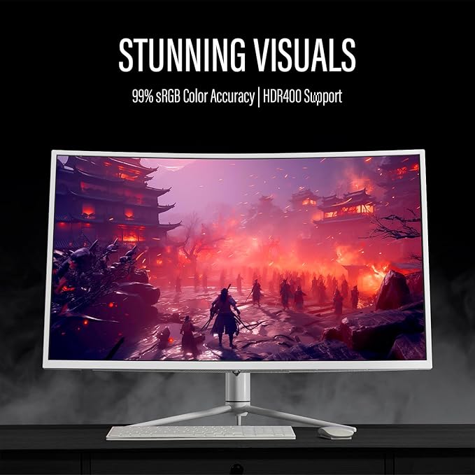 Deco Gear 39 Curved Ultrawide Gaming Monitor, 2560 x 1440, HDR400, 165 Hz, 99% sRGB, HDMI 2.0, DP 1.4 Limited White Edition - Exclusive