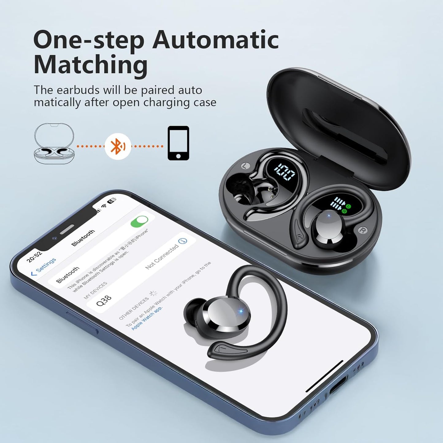 Sprtoybat Bluetooth 5.4 Sports Wireless Earbuds - 68Hrs Playtime, IPX7 Waterproof, Noise Cancelling Mic