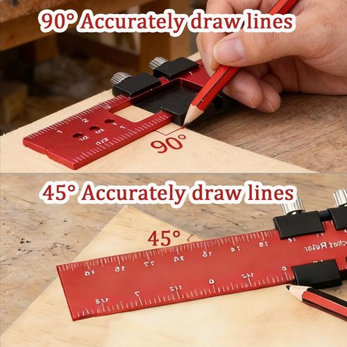 Metal Slide Stop Precision Pocket Ruler - 300mm Woodworking Measuring Tool for Accurate Scribing