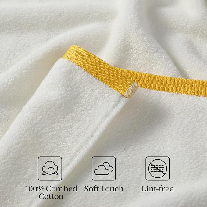 REDKISS 6 Piece Bath Towel Set, 100% Cotton, Soft Absorbent 600 GSM | Includes 2 Bath Towels, 2 Hand Towels & 2 Washcloths | Quick Dry | Contrast Border Design | Bathroom | Guest Bath & Apartment