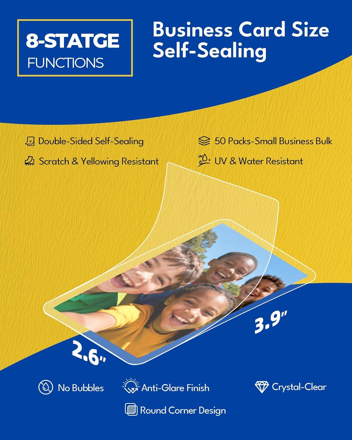Uinkit 50-Pack Business Card Laminating Pouches - 10Mil Thick, Waterproof Seal for 2.6x3.9" Cards