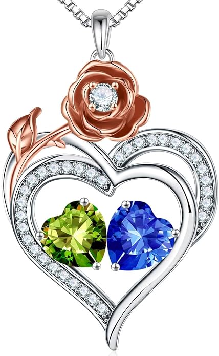 Iefil Christmas Gifts for Wife - 925 Sterling Silver Birthstone Necklace, Stocking Stuffers for Women Wife Girlfriend Mom