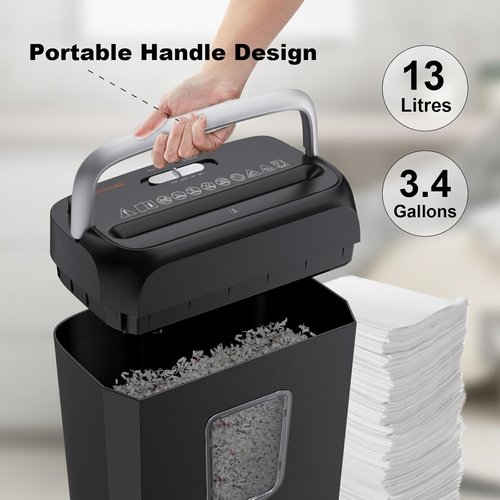 Bonsaii 6-Sheet Cross-Cut Shredder - 3.4 Gal Wastebasket for Home Office | Portable & Compact Design