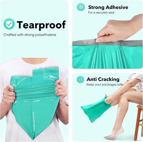 Fuxury Teal Poly Mailers - 10x13 Self-Sealing Shipping Envelopes | 200 Pcs Durable Boutique Bags