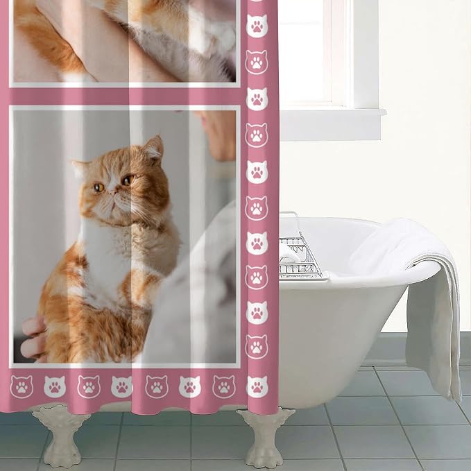 Personalized Shower Curtain Set Custom Photo Shower Curtains Modern Minimalist Home Bathroom Curtain Decor with 12 Hooks 72 Inch Wide * 84 Inch High