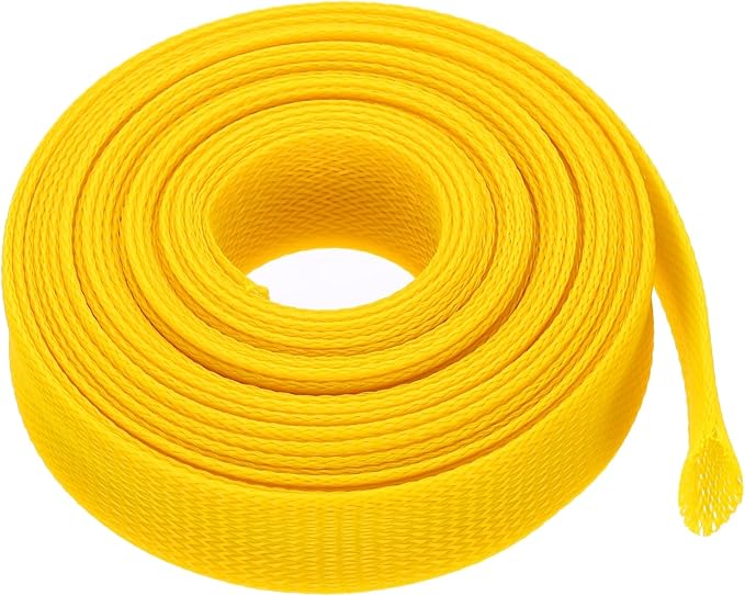 uxcell Expandable Sleeving, 1 1/4-inch 25ft Cable Sleeve, Yellow