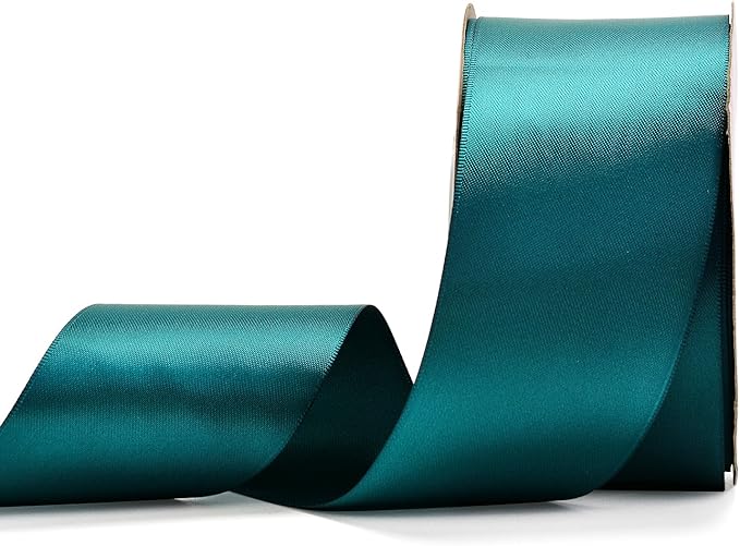 YAMA Double Face Satin Ribbon - 2 Inch 25 Yards for Gift Wrapping Ribbons Roll, Teal