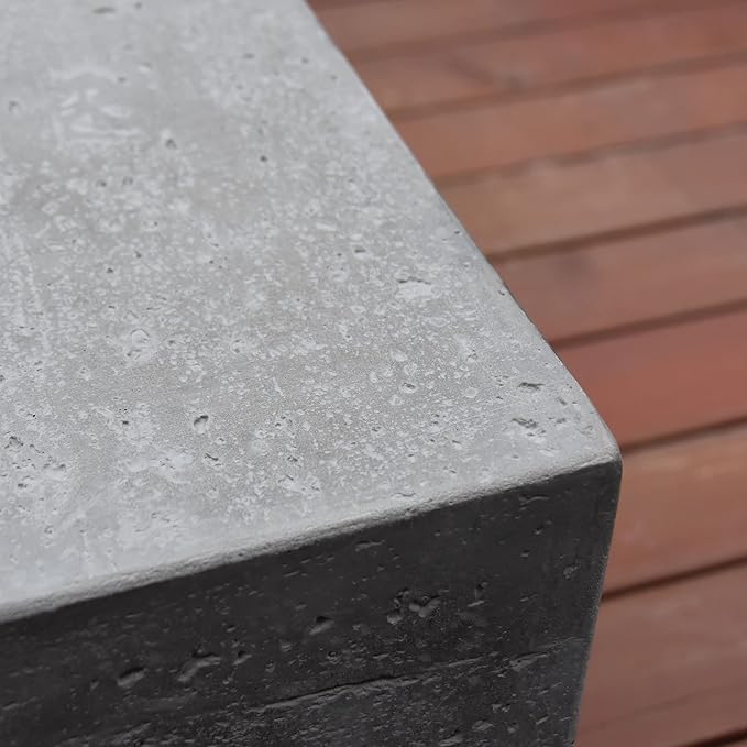 Elementi Manhattan Concrete Fire Pit 36" x 36" Outdoor Patio Firepit Includes Lava Rocks Modern Fire Pits & Outdoor Fireplaces for Garden, Deck, Indoor & Outdoor Heating