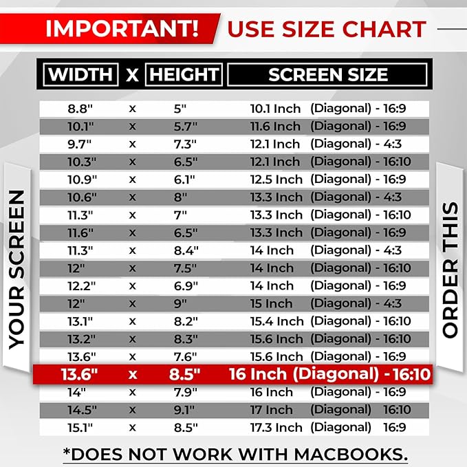 SightPro Magnetic Laptop Privacy Screen 16 Inch 16:10 - Patented Removable Computer Privacy Filter Shield and Protector