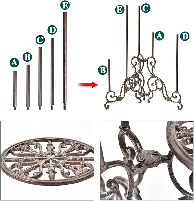 Sungmor Heavy Duty Cast Iron Plant stand, 3 Tier Foldable Metal Plant Shelf, 24in Tall Vintage Flower Pot Holder Indoor Outdoor Tiered Plant Stand, Rustic Plant Display Rack for Corner Balcony Patio