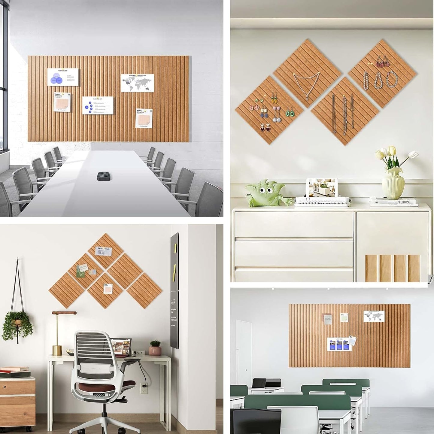 Skiennix Large Cork Board - 8 Pack Felt Wall Tiles with Safe Removable Adhesive Tabs | Burnt Orange