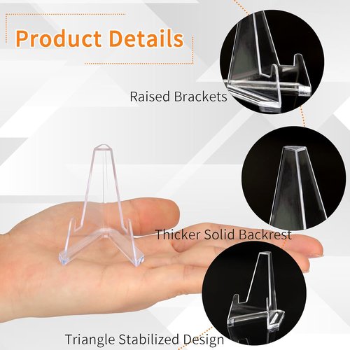 Jansburg Acrylic Card Display Stands - 15 Pack Mini Holders for Sports Cards & Medals | 2.08-Inch Tall