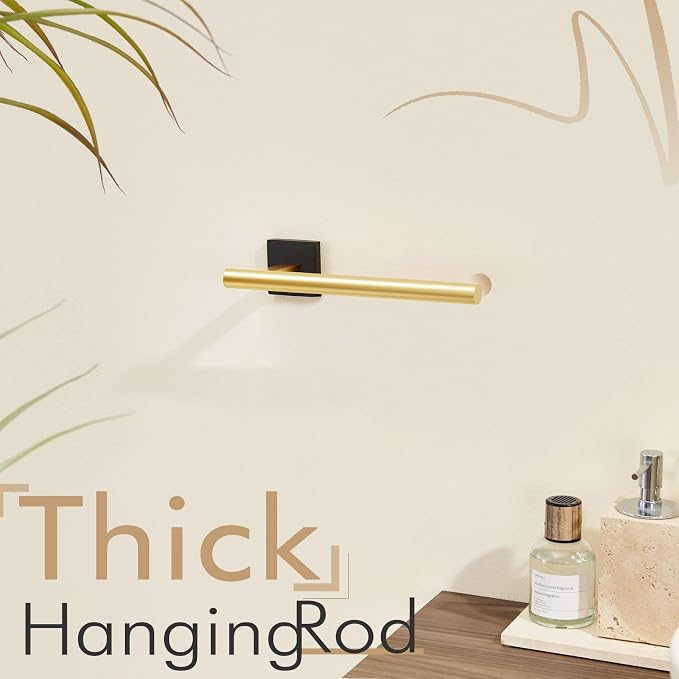 KOKOSIRI Bathroom Towel Bar Hand Towel Holders Wall Mount Toilet Kitchen Cabinet Paper Holder Stainless Steel Bath Hardware Black with Gold, B3008GDK