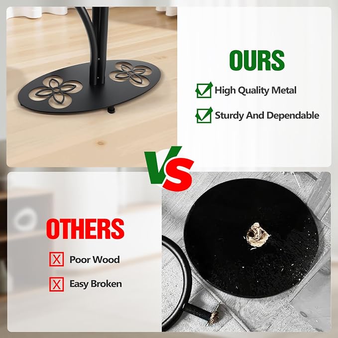 3 Tier Metal Plant Stand Indoor Outdoor, Tall Black Plant Shelf, Heavy-duty Base in the Shape of a Four-leaf Clover, Tiered Modern Corner Shelf, Suitable for Courtyard, Patio, Living Room, Bedroom