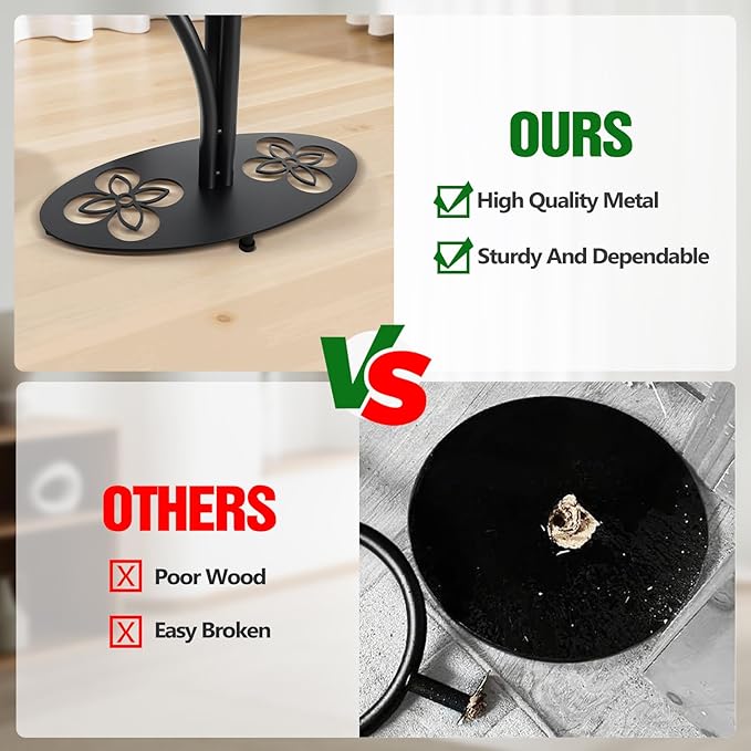 3 Tier Metal Plant Stand Indoor Outdoor, Tall Black Plant Shelf, Heavy-duty Base in the Shape of a Four-leaf Clover, Tiered Modern Corner Shelf, Suitable for Courtyard, Patio, Living Room, (2 Pack)