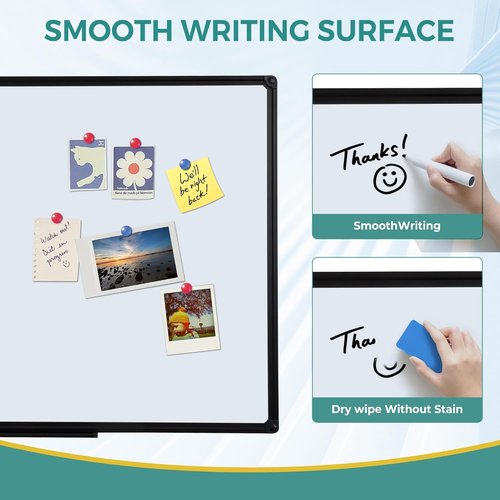 Regine Switzerland Magnetic Whiteboard - 60 x 48 Inch Black Frame | Modern Dry Erase Board for Home Office & Creative Studio
