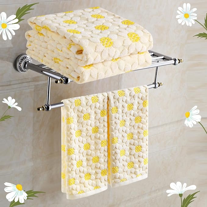 Quera 2 Pack Hand Towels Spring Summer White Yellow Flower Sunflower Farmhouse Cotton Bathroom Decorative Towels Set for Drying, Cleaning, Cooking, Holiday 13.7'' x 29.5''