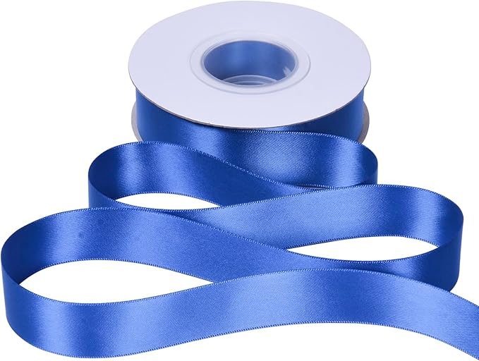 YAMA Royal Blue Double Faced Satin Ribbon, 1 Inch 25 Yards, Great for Crafts Bows Flower Bouquet Wedding Home Decor Gift Wrapping