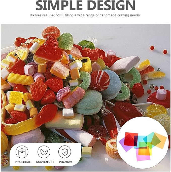 Hoement 84 Sheets Square Colored Cellophane Sheets for Crafts DIY Wrapping Transparent Decorative Paper for Candy Packaging and Creative Projects