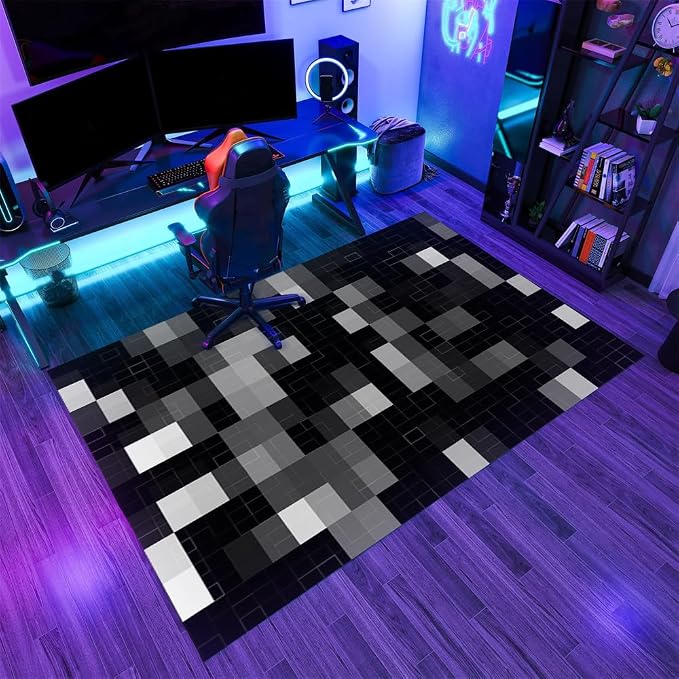 Modern Abstract Area Rugs, Black Gray White Geometry Carpet, Washable Non Slip Low Pile Soft Rug for Living Room Bedroom Decor Mat 2x3ft(Small)