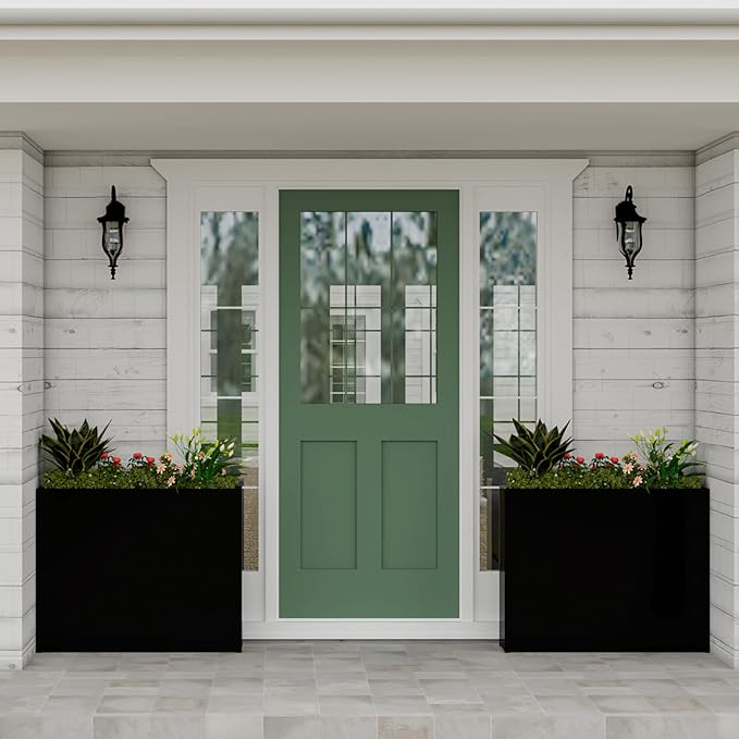 36" L x 12" W x 26" H Black Planter Box - Thickened Galvanized Steel with Weather-Resistant Coating, Heavy-Duty Raised Garden Bed for Outdoor Plants, Easy Assembly & Adjustable Feet